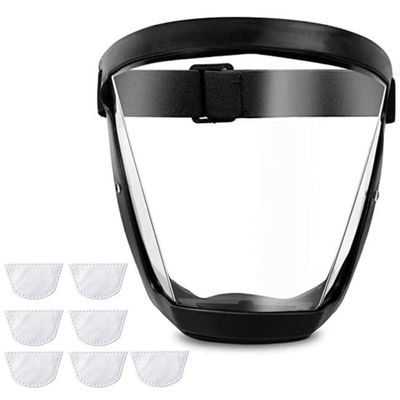 ซื้อ ชิลด์ป้องกันใบหน้าสีดำแบบเต็มหน้า Clear Anti Fog Face Shield High Definition การผลิตออนไลน์