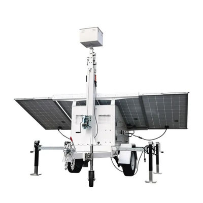 ซื้อ แรงแรง 1KW Load Power LED แสงหอไฟแสงอาทิตย์ที่มี 6m Hydraulic Mast และการทํางานศูนย์เสียง การผลิตออนไลน์